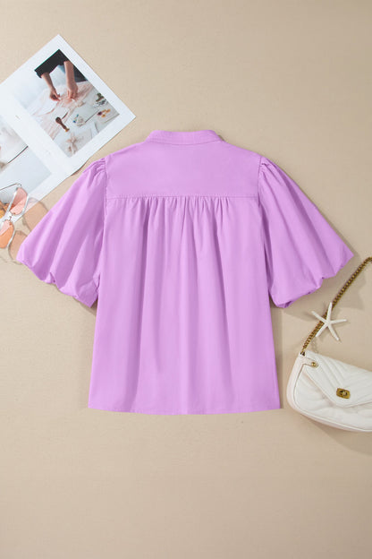 Threaded Pear Reese Puffy Half Sleeve Blouse