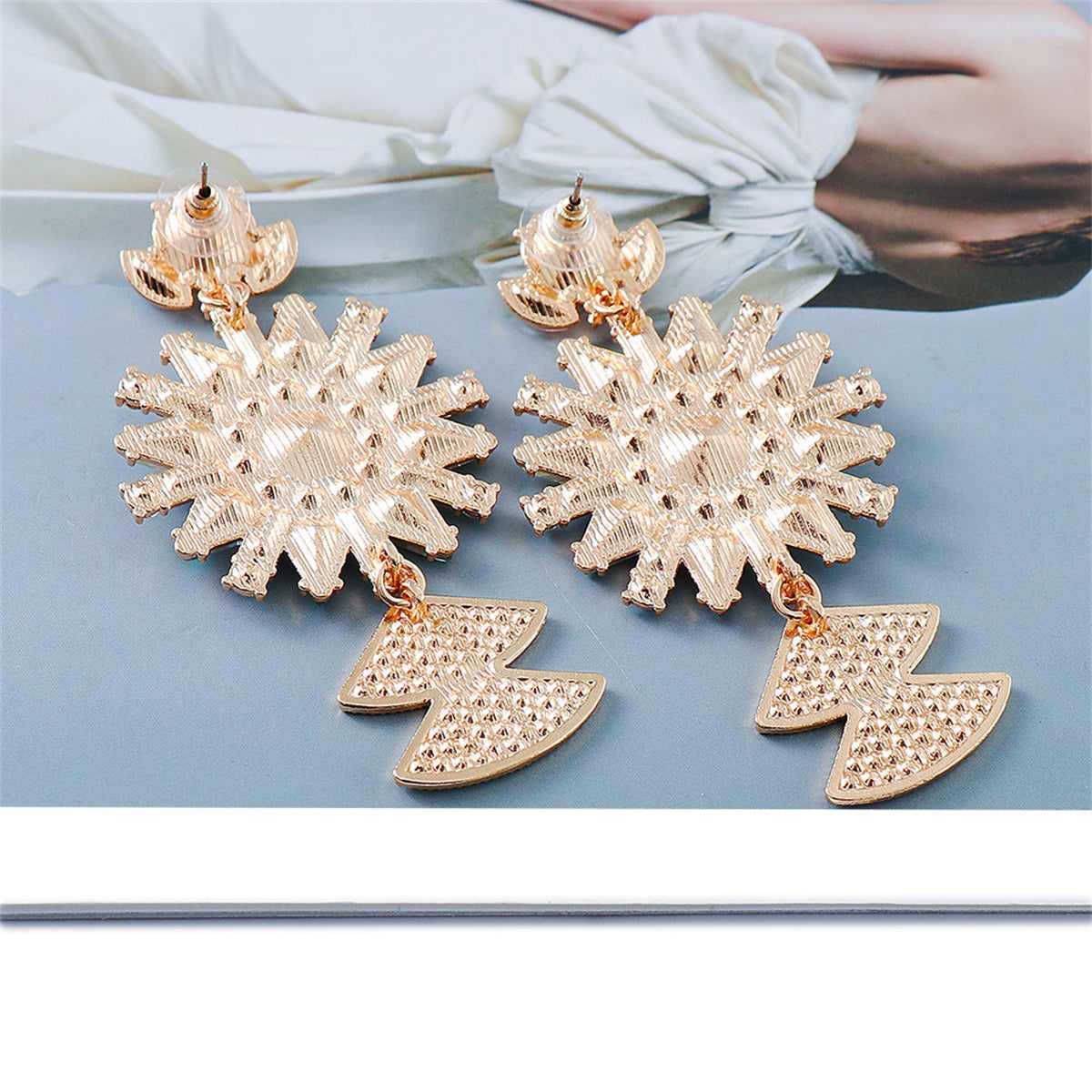 Yellow Crystal & Cubic Zirconia Sunflower Drop Earrings