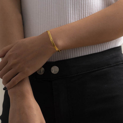 Goldtone Herringbone Chain Bracelet