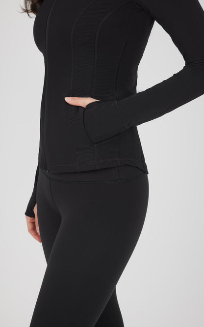 Interlink Ribbed Princess Seam Performance Jacket - Our Earthy Story