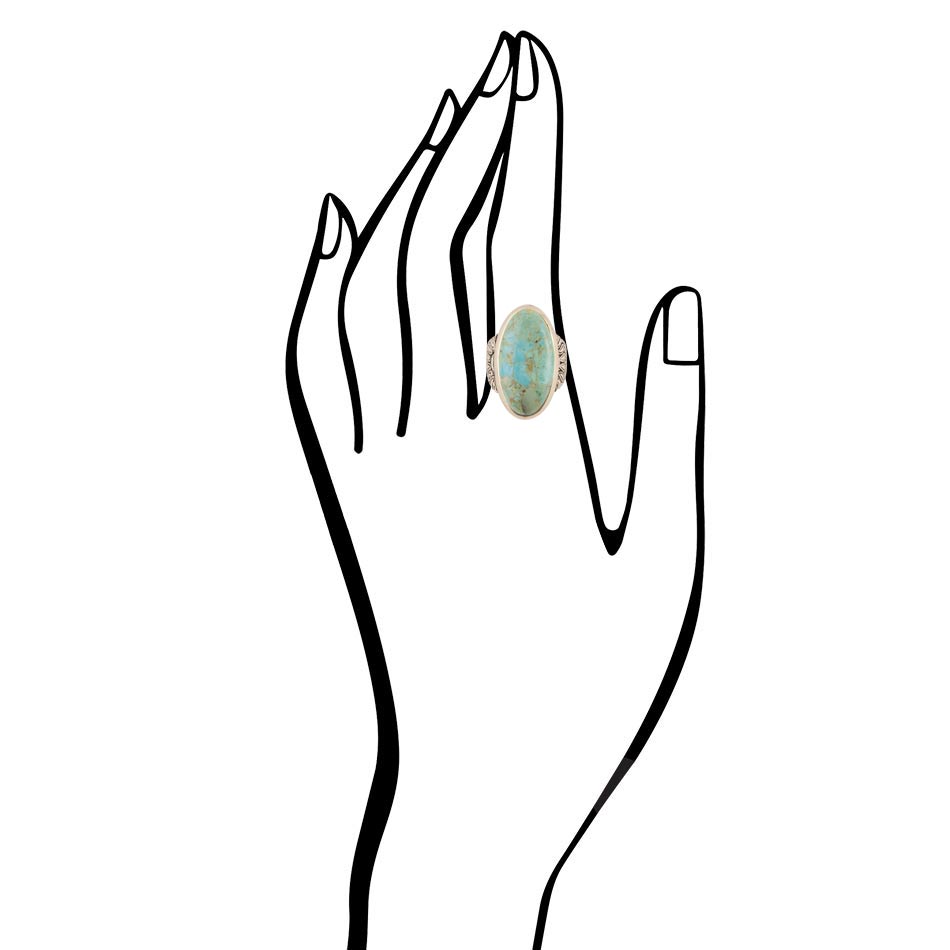 Agave Genuine Blue Turquoise Golden Ring
