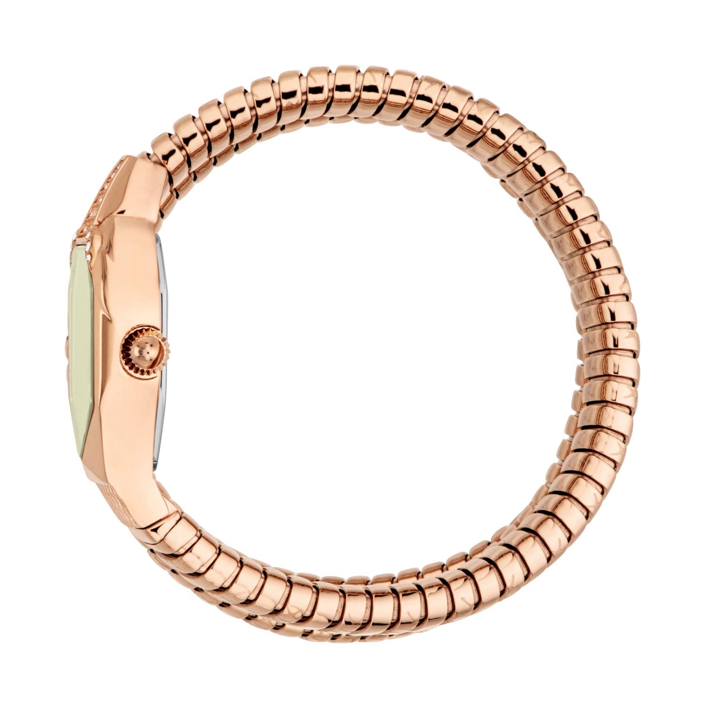 JUST CAVALLI Womens's Snake Watch, Rose Gold Color Case, Olive Dial, Rose Gold Color Stainless Steel Bracelet JC1L370M0045