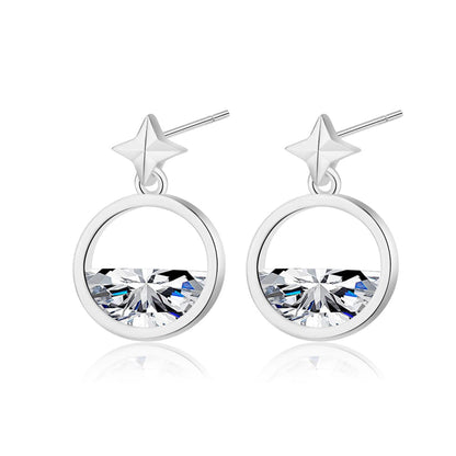 Crystal & Silvertone Star Dangle Earring