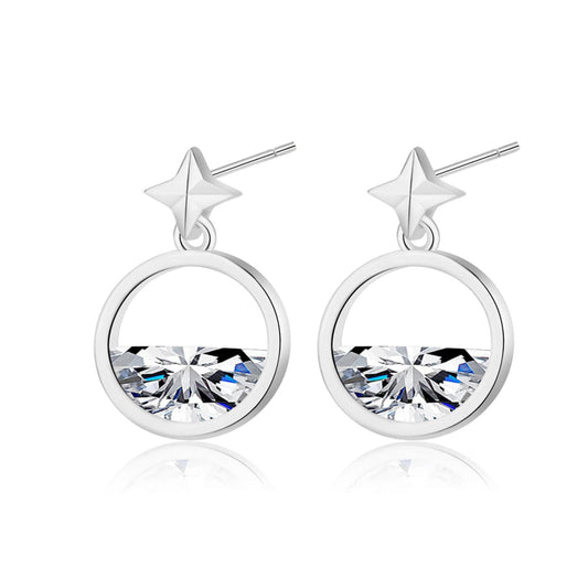 Crystal & Silvertone Star Dangle Earring
