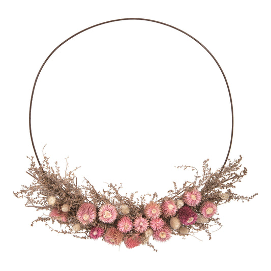 Natural Fiber 18.9 Inch Multicolor Spring Faux Dried Flower Ring Wreath for Home Decor
