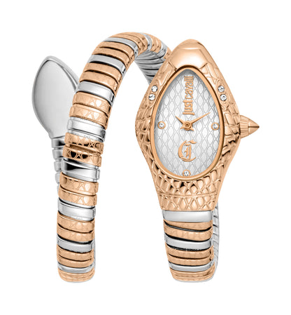Just CAVALLI Women Watch, Two Tone Silver & Rose Gold Color Case, Silver Dial, Two Tone Silver & Rose Gold Color Metal Bracelet, 2 Hands, 3 Atm-5