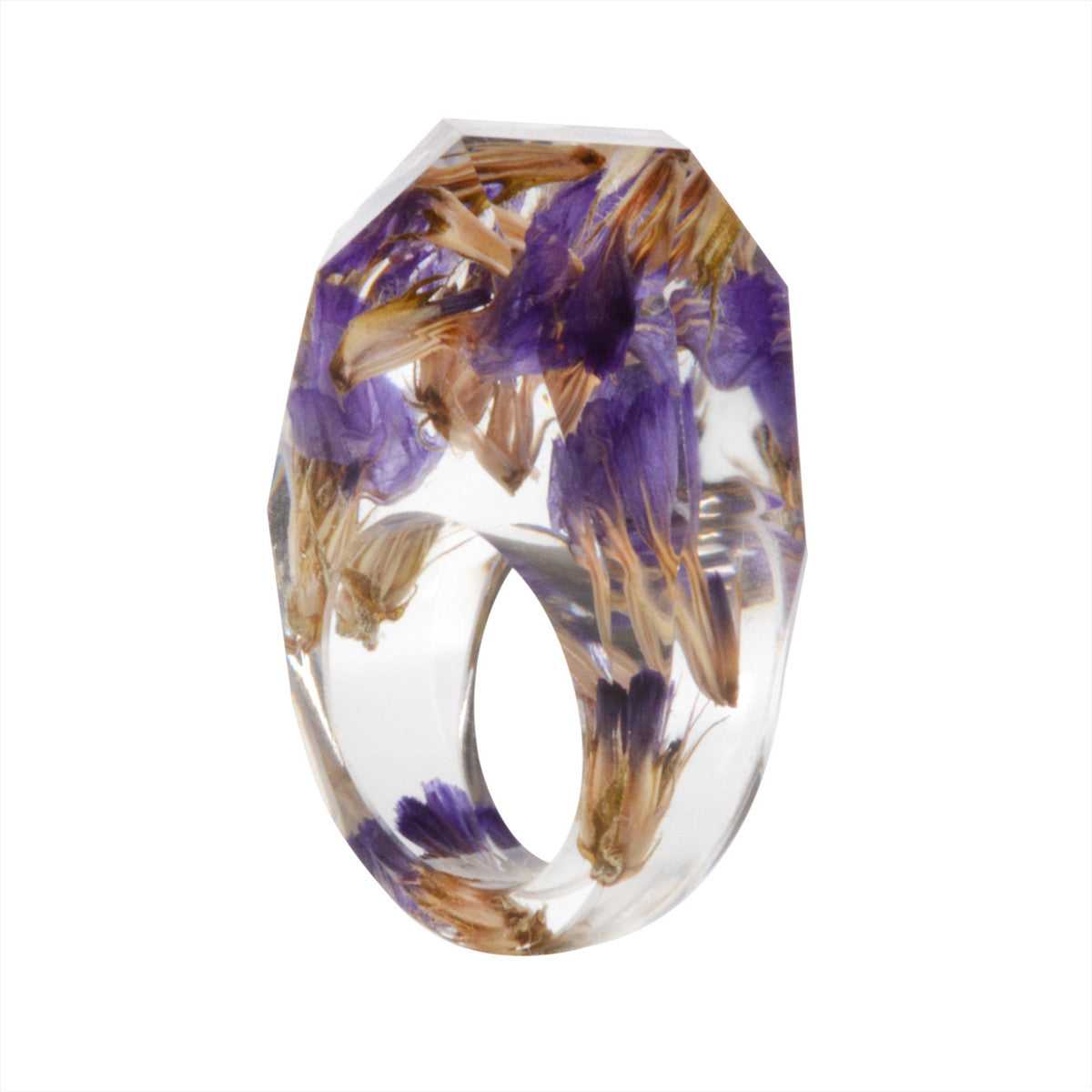 Purple & Brown Dried Flower Ring-1