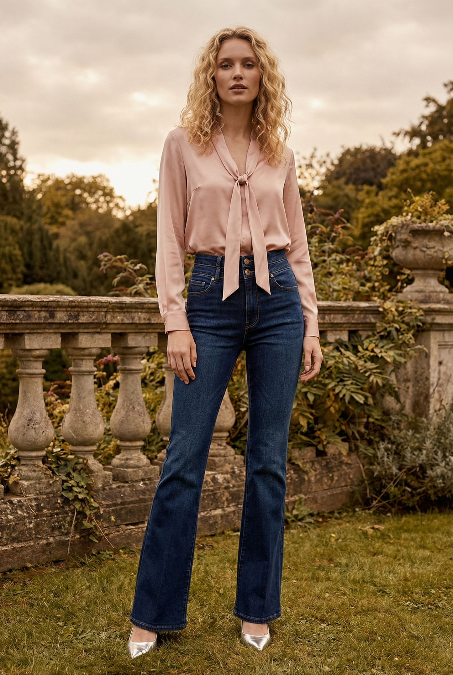 Julia Double Button High Rise Bootcut Jeans