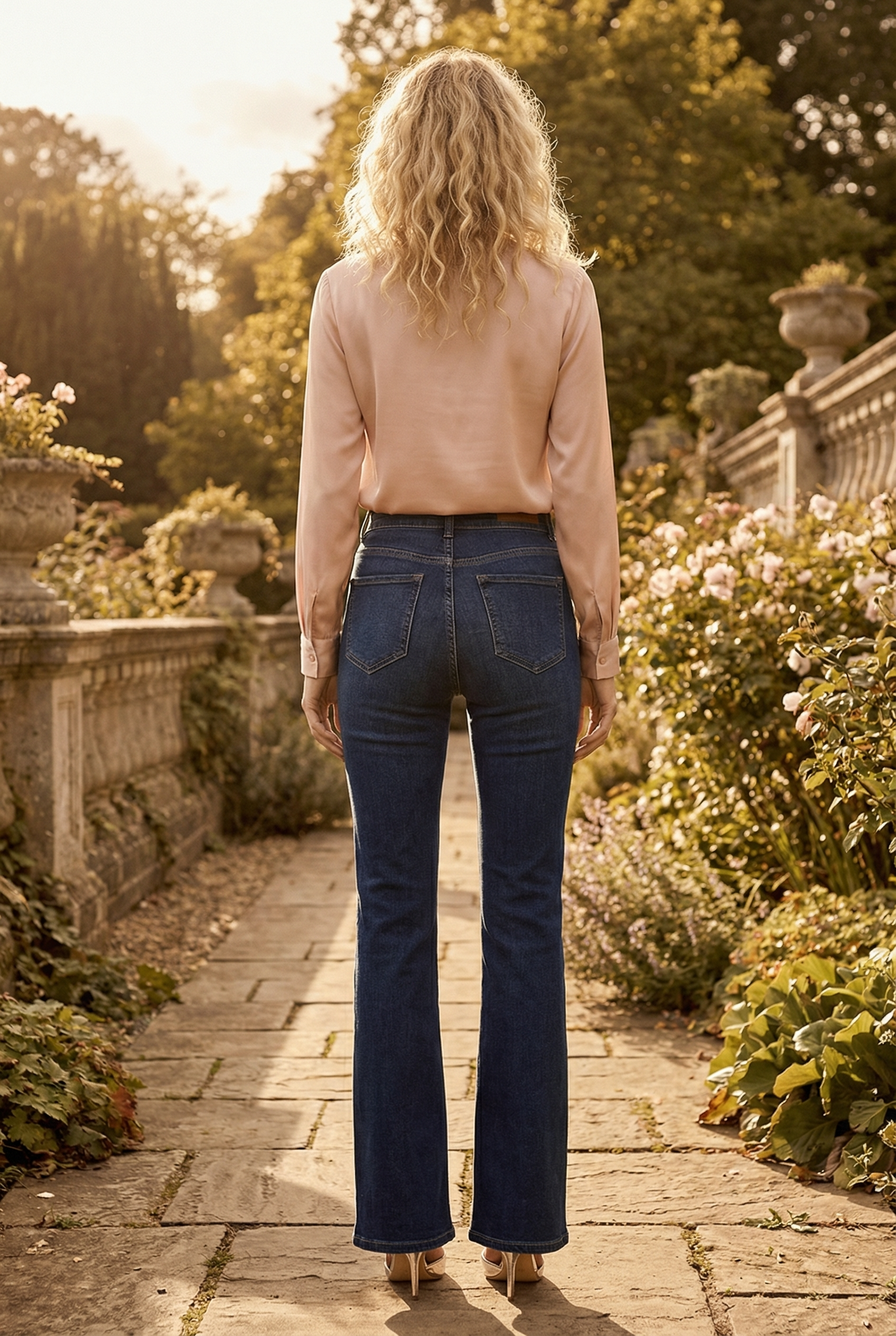Julia Double Button High Rise Bootcut Jeans