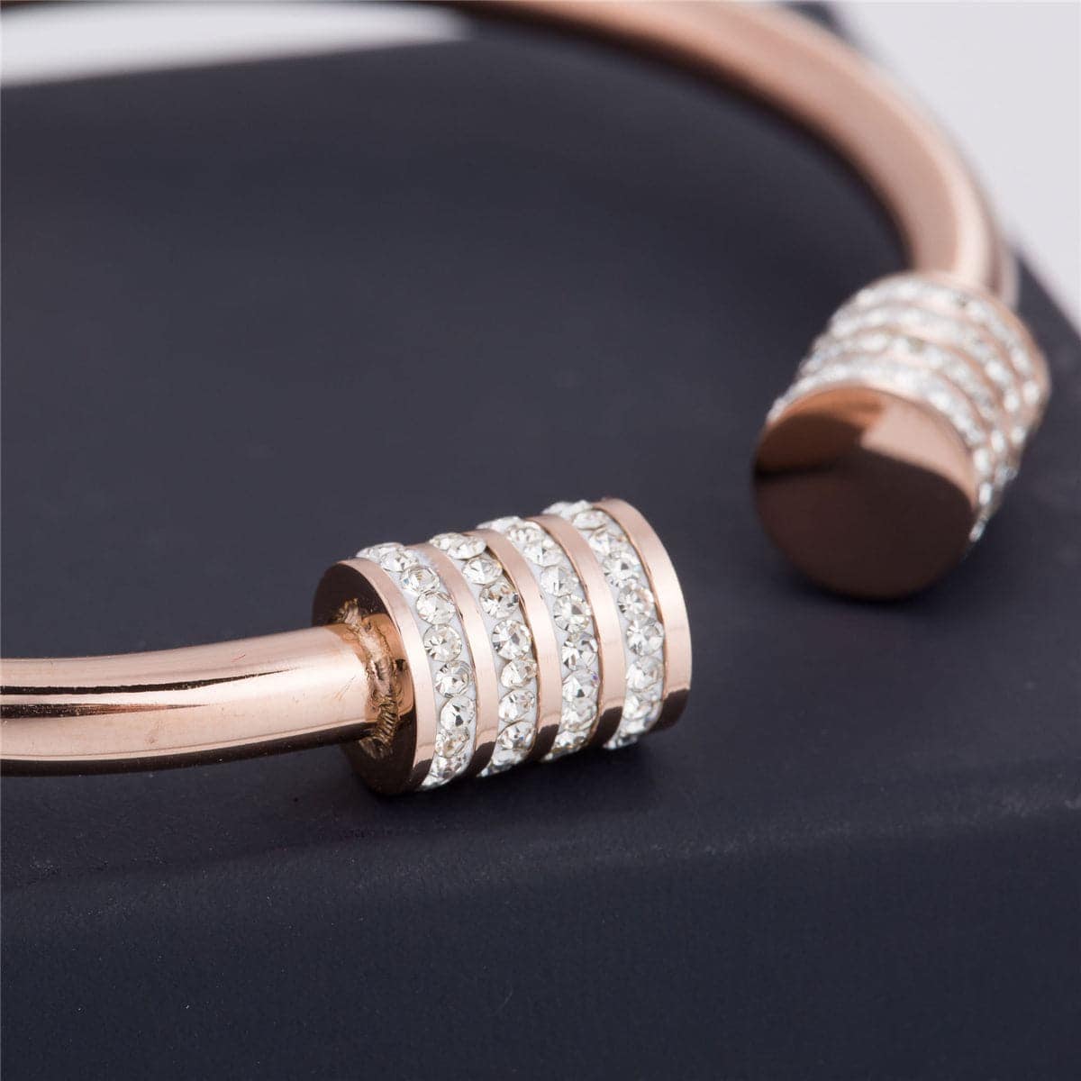 Cubic Zirconia & Rose Goldtone Coil Bangle
