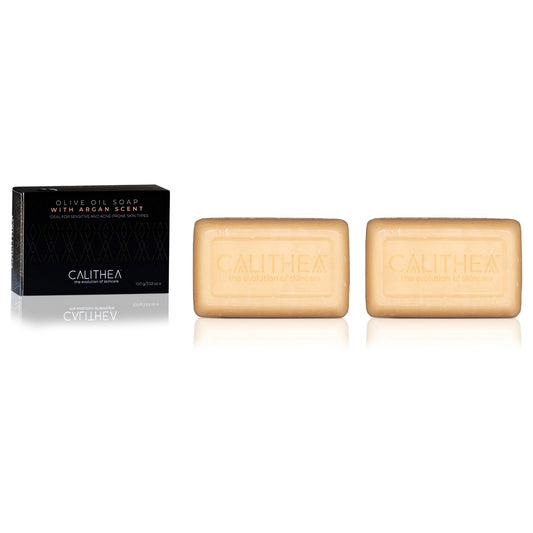 Calithea Skincare Olive Oil Soap with Argan: 100% Natural Content - 100g - 2-Pack