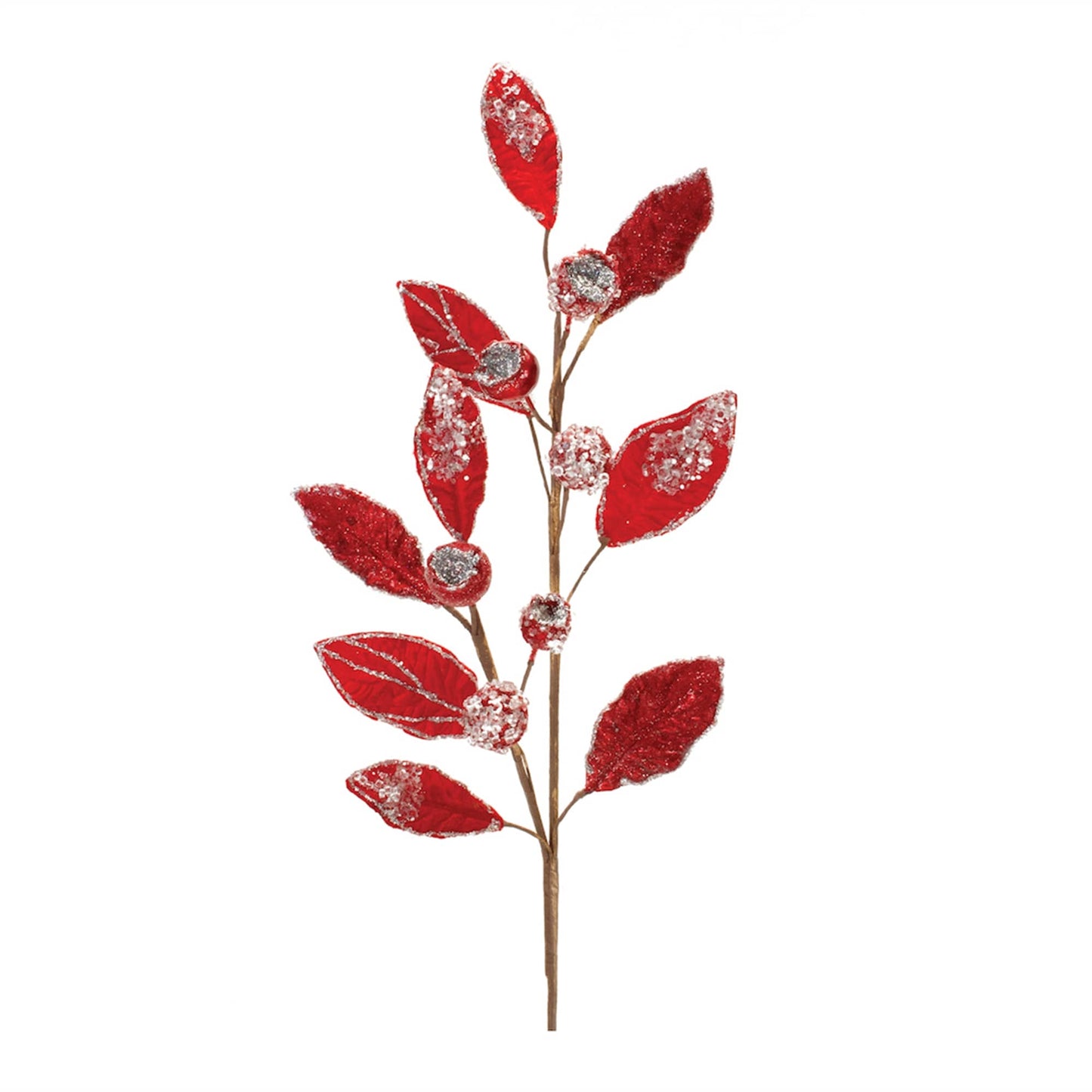 Melrose International Beaded Red Leaf Stem (Set of 2)