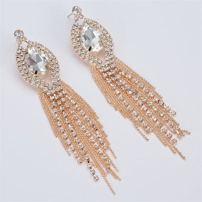 Cubic Zirconia & Goldtone Pear Tassel Drop Earrings