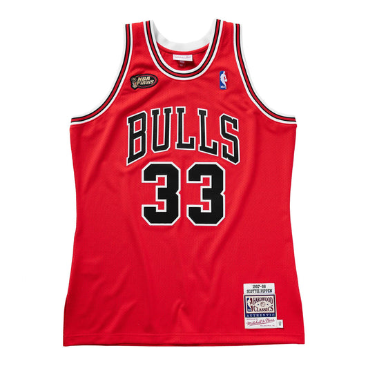 Men's Mitchell & Ness Authentic Road Finals Jersey Bulls 1997 Scottie Pippen
