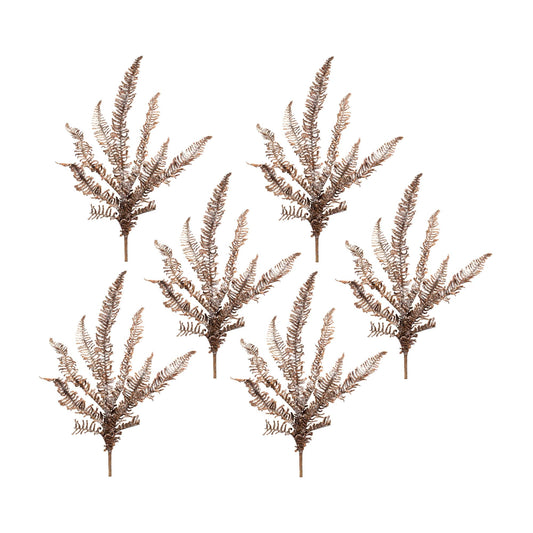 Melrose International Icy Winter Fern Spray (Set of 6)
