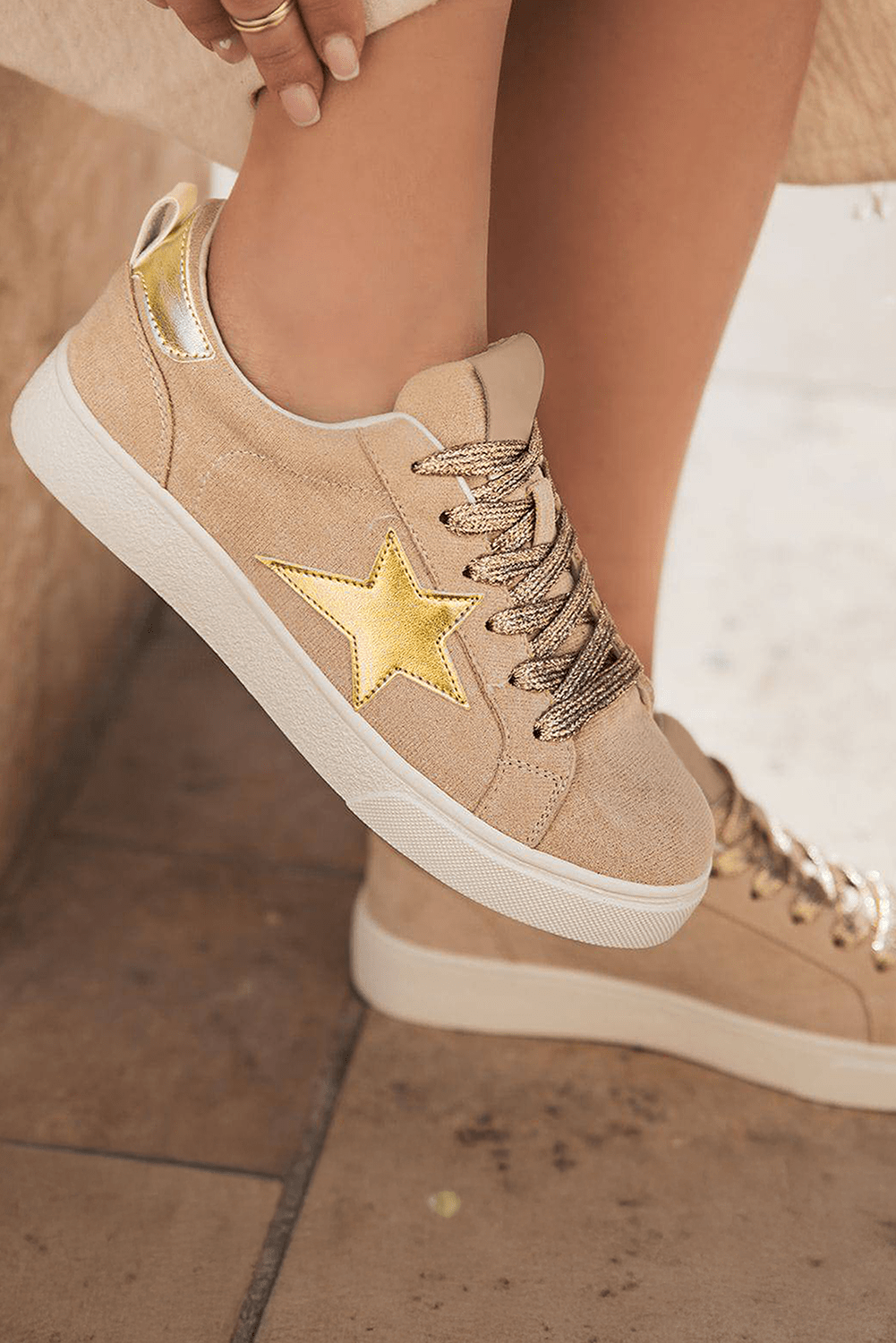Threaded Pear Emily Patchwork Lace Up Sneakers
