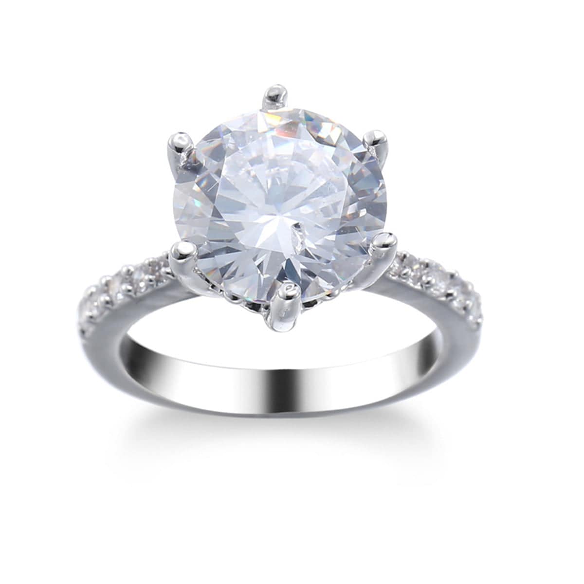 Crystal & Cubic Zirconia Pavé Round-Cut Ring-3