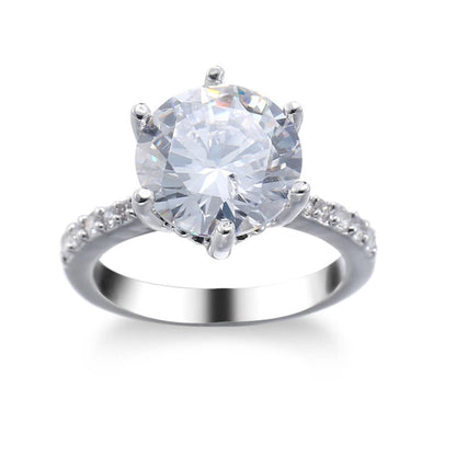 Crystal & Cubic Zirconia Pavé Round-Cut Ring-3