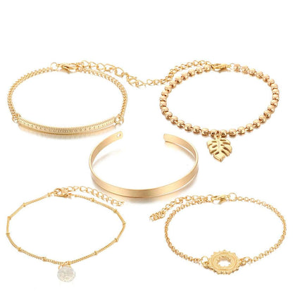 Crystal & Goldtone Station Bracelet & Cuff Set