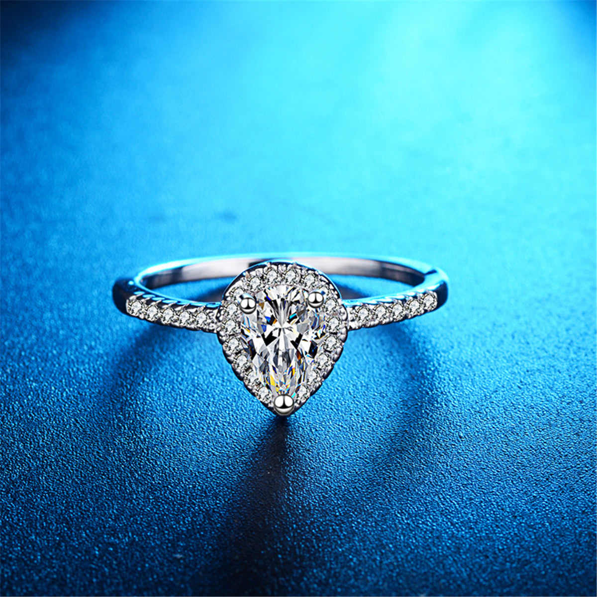 Pear-cut Crystal & Silvertone Teardrop Ring-2