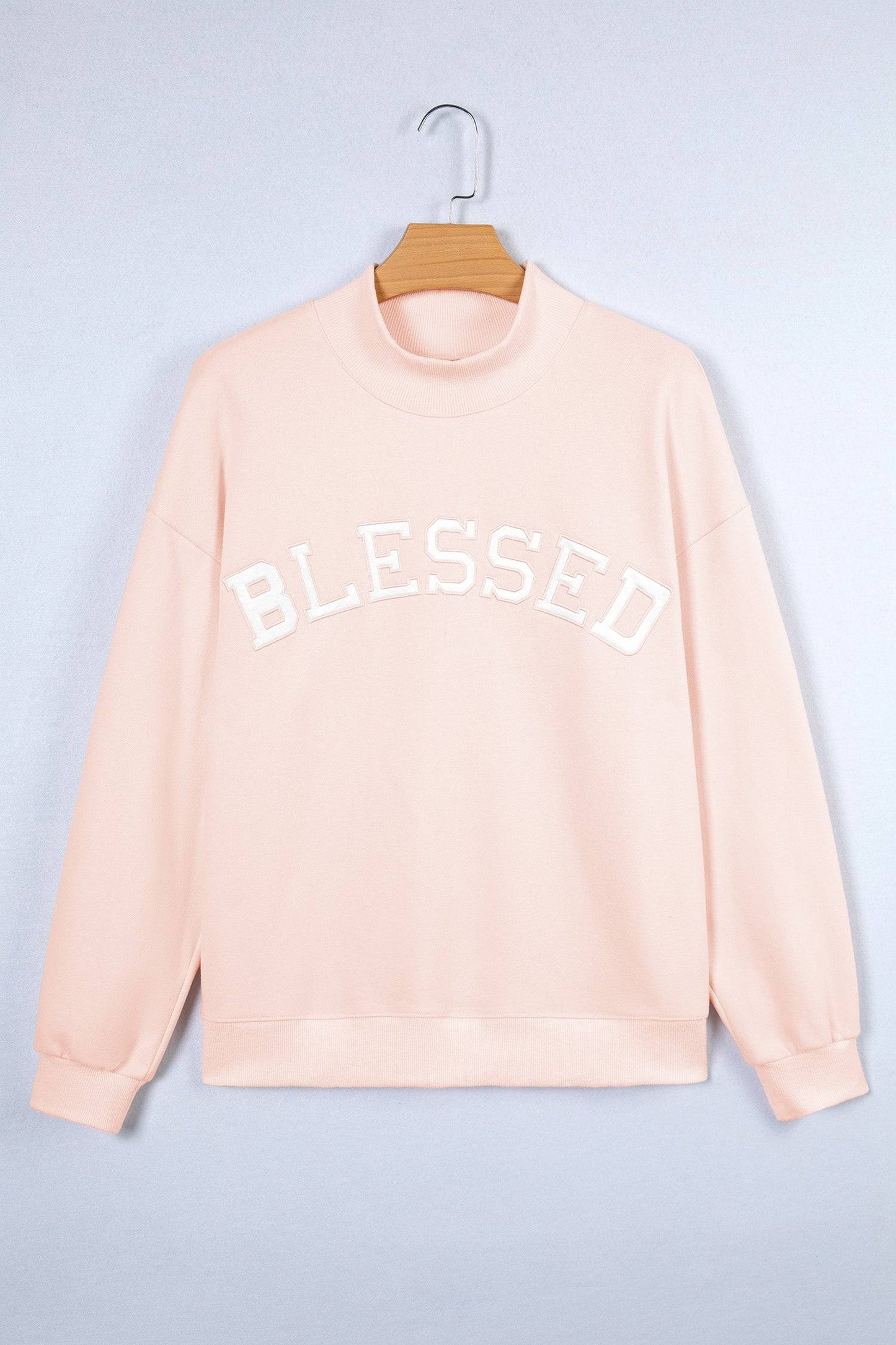 Threaded Pear Blessed Embroidered Mock Sweatshirt