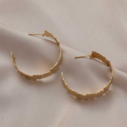 Goldtone Textured Abstract Half-Hoop Earrings