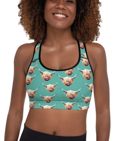 Highland Cow Sports Bra
