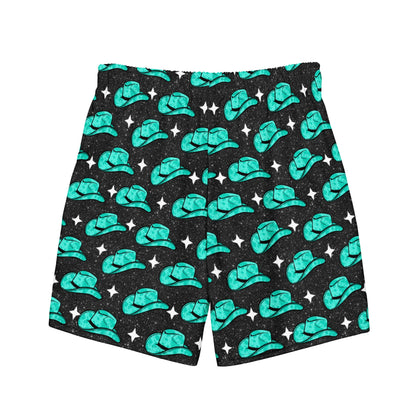 Baha Ranch Yeehaw Turquoise Hat Men's Swim Trunks
