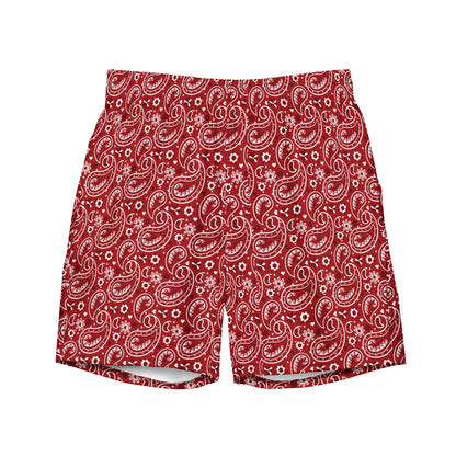Baha Ranch Yeehaw Red Bandana Men's Swim Trunks