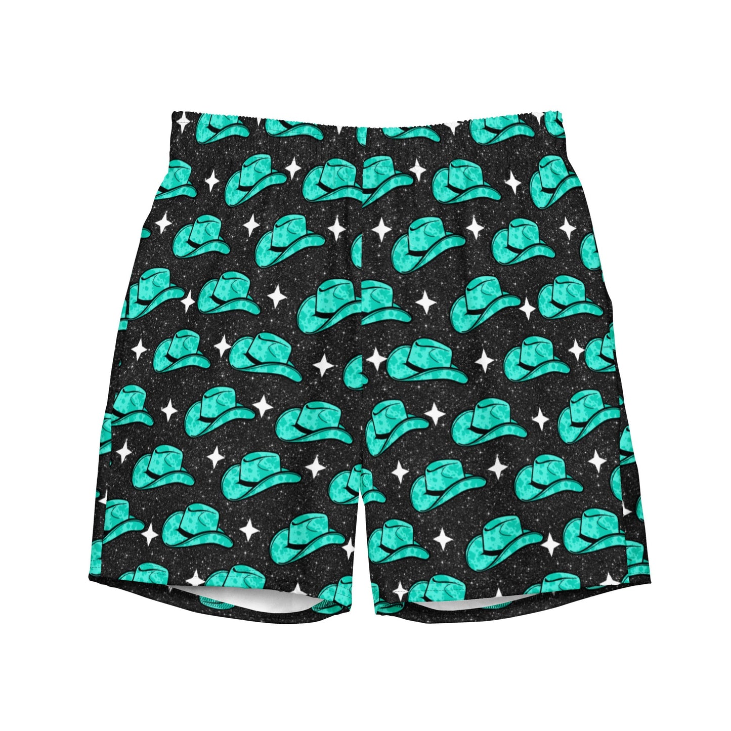 Baha Ranch Yeehaw Turquoise Hat Men's Swim Trunks