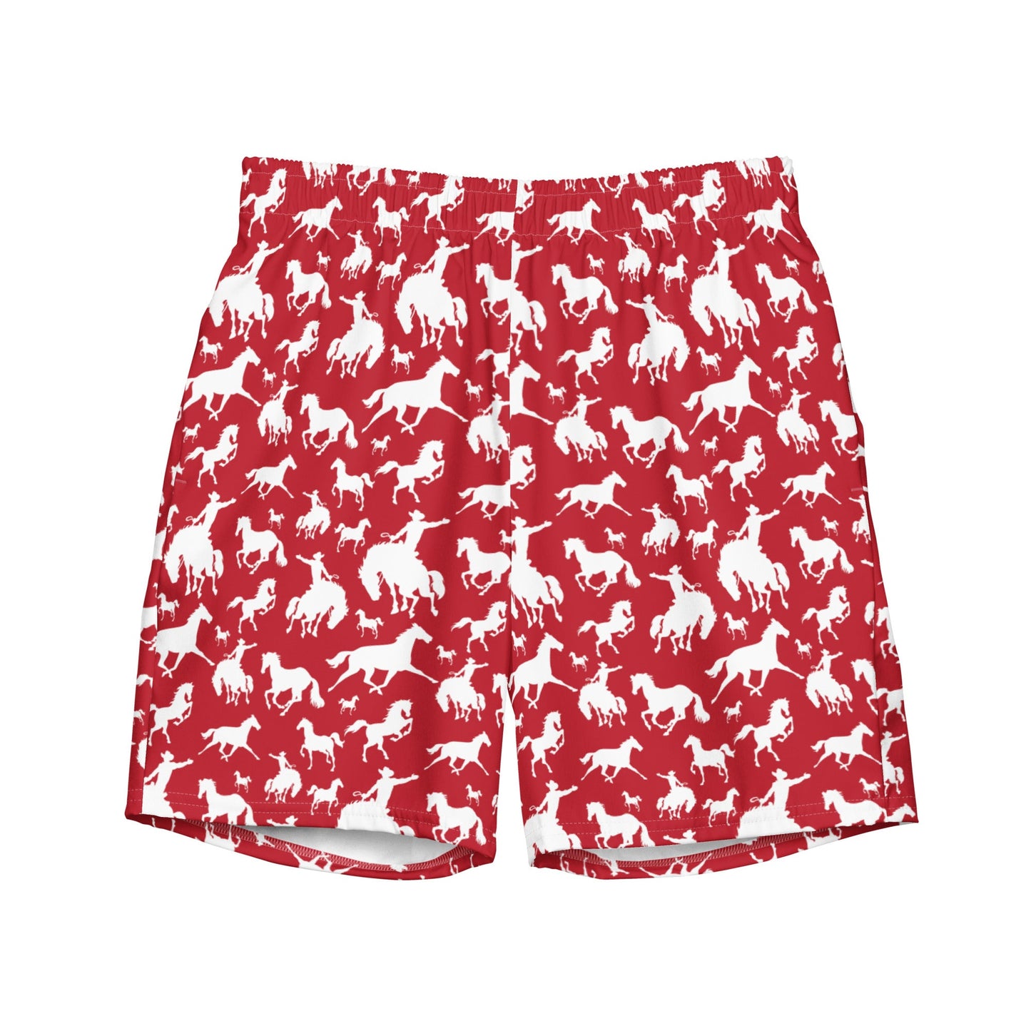 Baha Ranch Yeehaw Red Rodeo Cowboy Men's Swim Trunks
