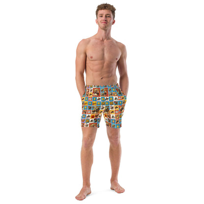 Baha Ranch Yeehaw Comic Corral Rodeo Swim Trunks