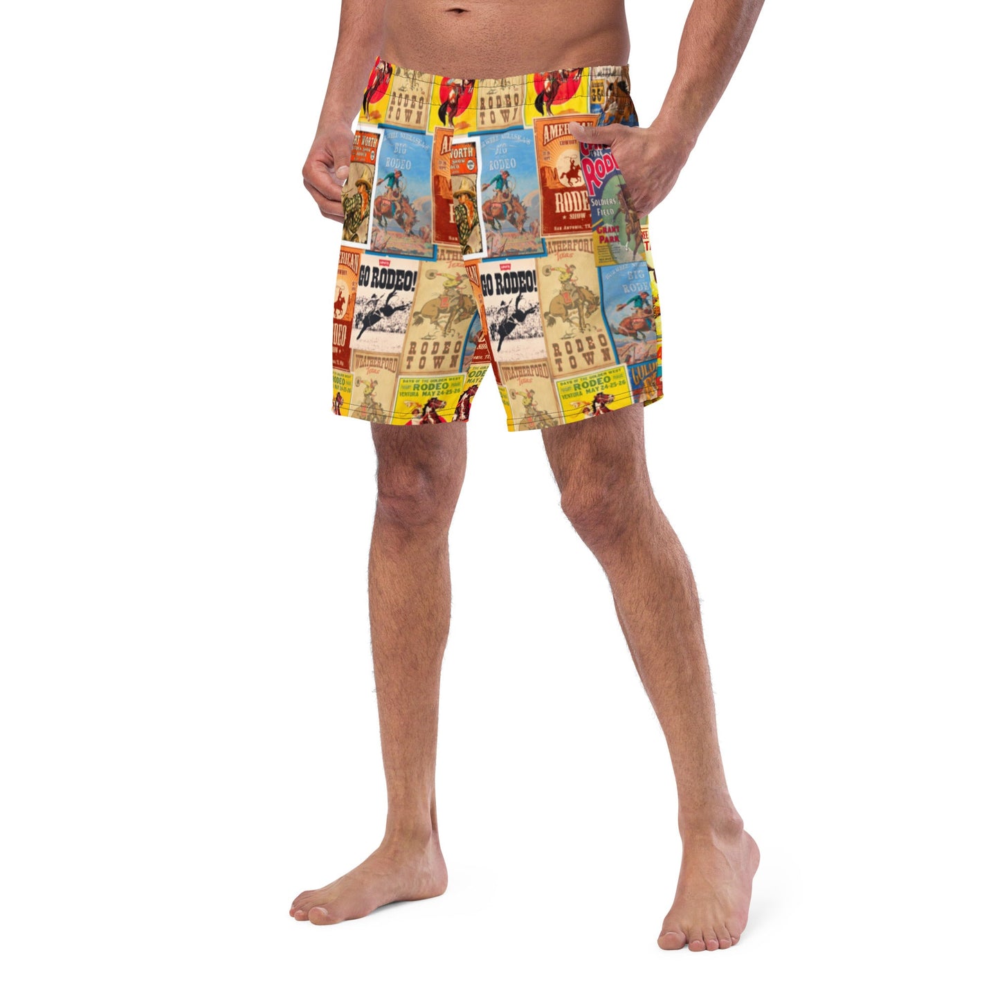 Baha Ranch Yeehaw Rodeo Poster Men's Swim Trunks