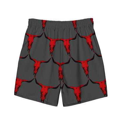 Baha Ranch Yeehaw Red Bull Skull Men's Swim Trunks