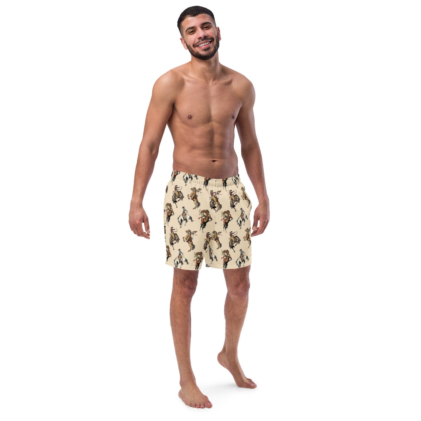 Baha Ranch Yeehaw Vintage Cowgirl Men's Swim Trunks