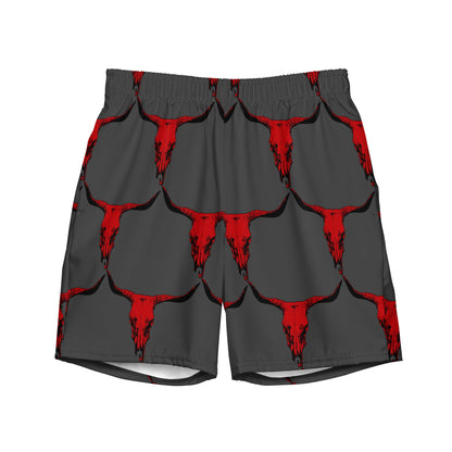 Baha Ranch Yeehaw Red Bull Skull Men's Swim Trunks