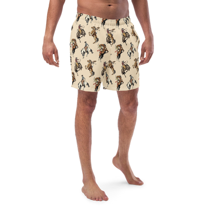 Baha Ranch Yeehaw Vintage Cowgirl Men's Swim Trunks