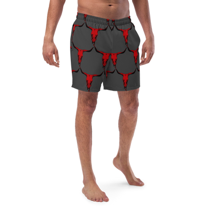 Baha Ranch Yeehaw Red Bull Skull Men's Swim Trunks