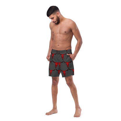 Baha Ranch Yeehaw Red Bull Skull Men's Swim Trunks