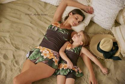 Marina West PF837 Skirted Swimdress (Aloha Brown)