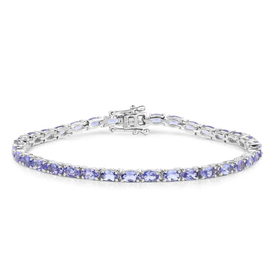 Natural Purple Tanzanite Silver Tennis Bracelet