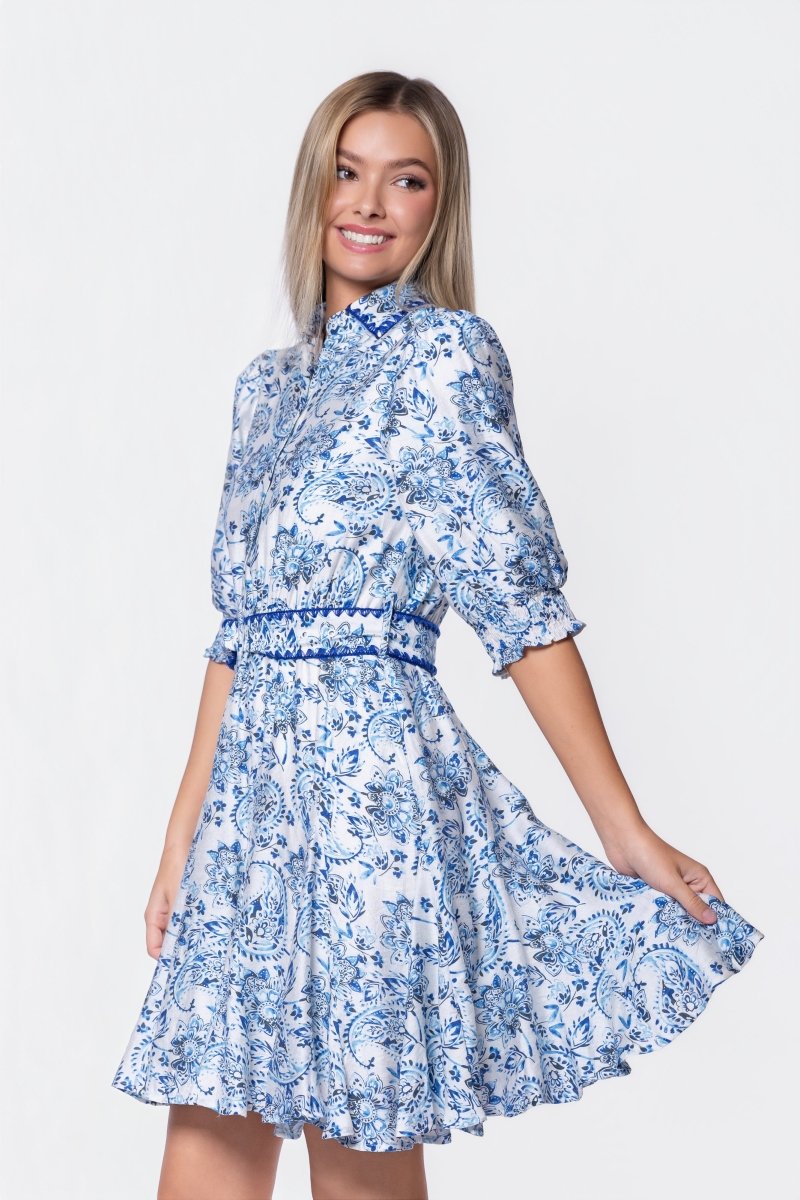 Analia Dress 36" (Blue Pattern)