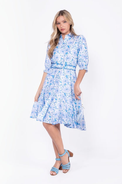 Analia Dress 41" (Blue Flower)