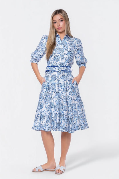 Analia Dress 42" (Blue Pattern)