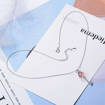 Cubic Zirconia & Strawberry Crystal Key Pendant Necklace