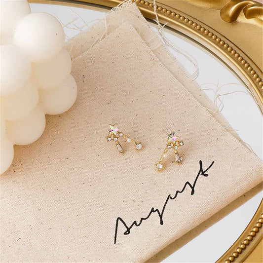 Crystal & Pearl Goldtone Star Jacket Earrings