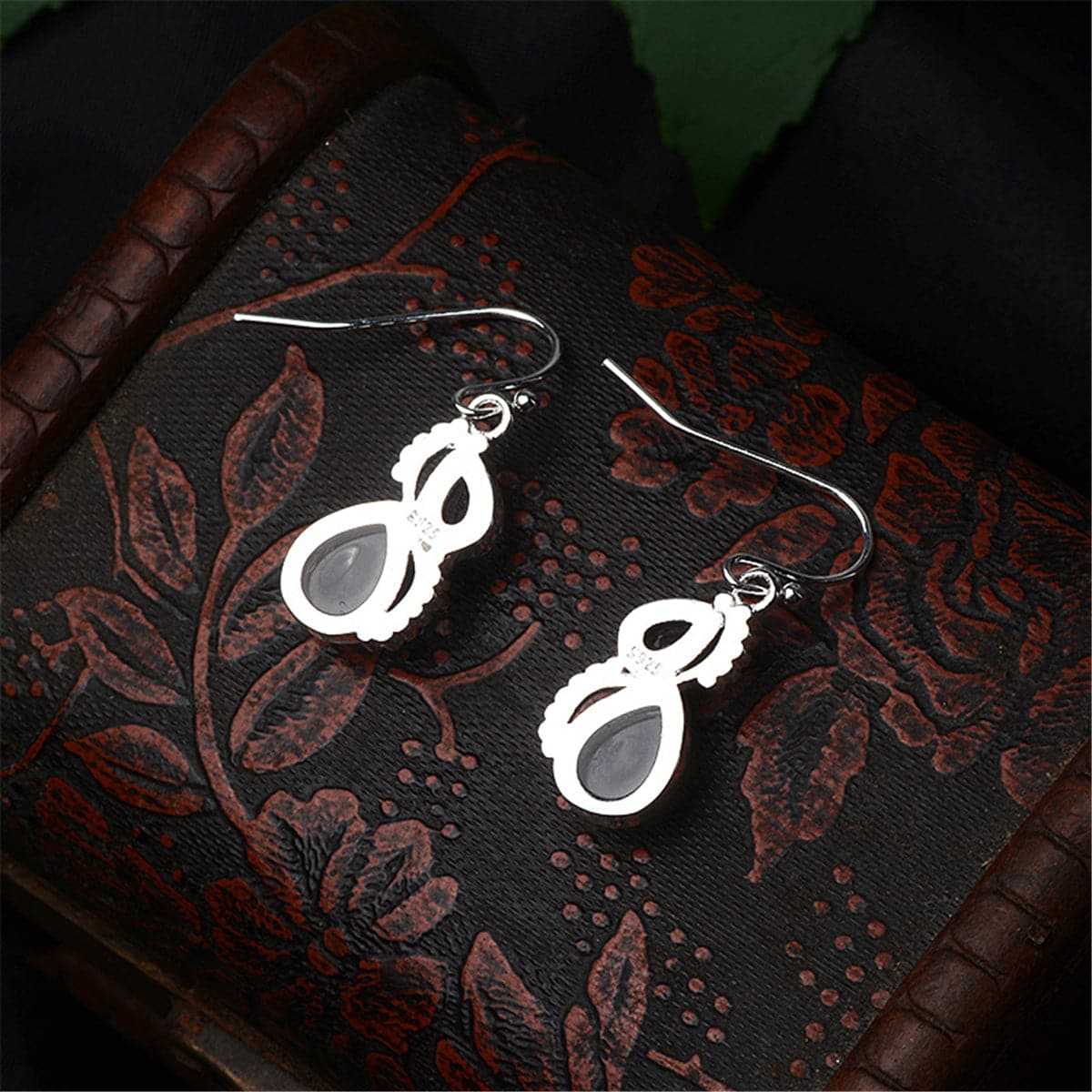 Purple Crystal & Cat's Eye Silvertone Pear-Cut Textured Drop Earrings