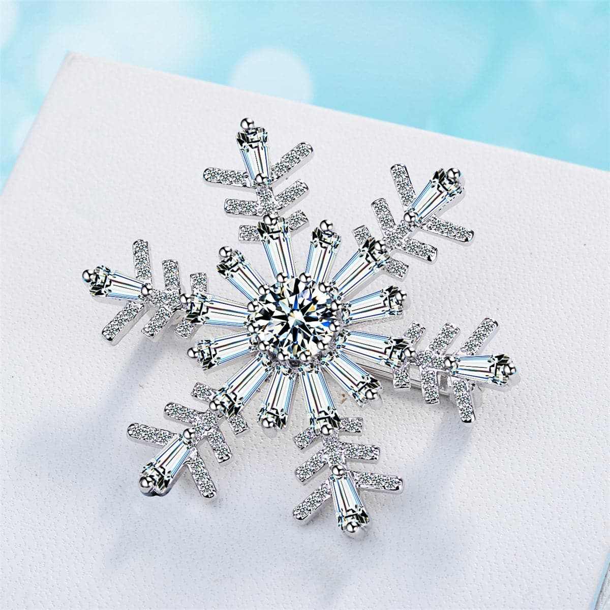 Cubic Zirconia & Crystal Silvertone Snowflake Brooch