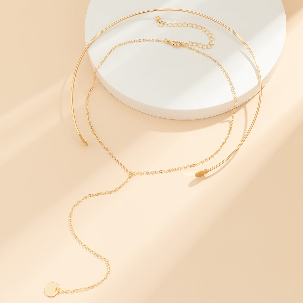 Goldtone Choker & Drop Pendant Necklace Set