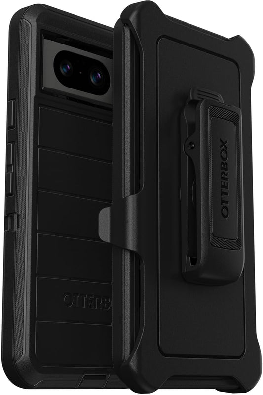 Otterbox Google Pixel 8 Defender Series Case - Black, Rugged & Durable, with Port Protection, Includes Holster Clip Kickstand